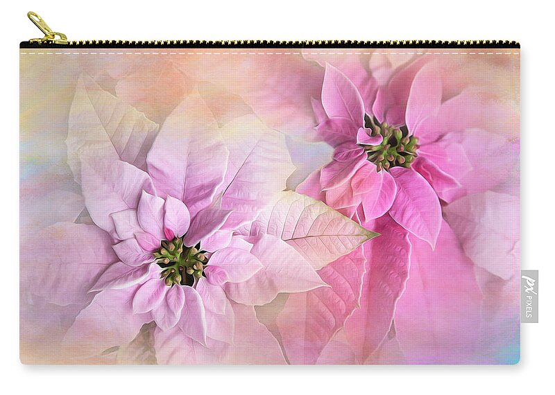 Poinsettia Zip Pouch featuring the photograph Pink Poinsettias by Theresa Tahara