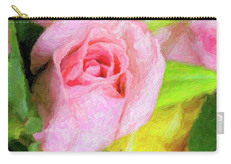Pink Zip Pouch featuring the photograph Pink Roses in Bouquet by Carolyn Ann Ryan