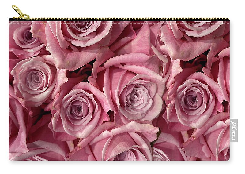 Pink Roses Zip Pouch featuring the photograph Pink Roses by Karen Zuk Rosenblatt