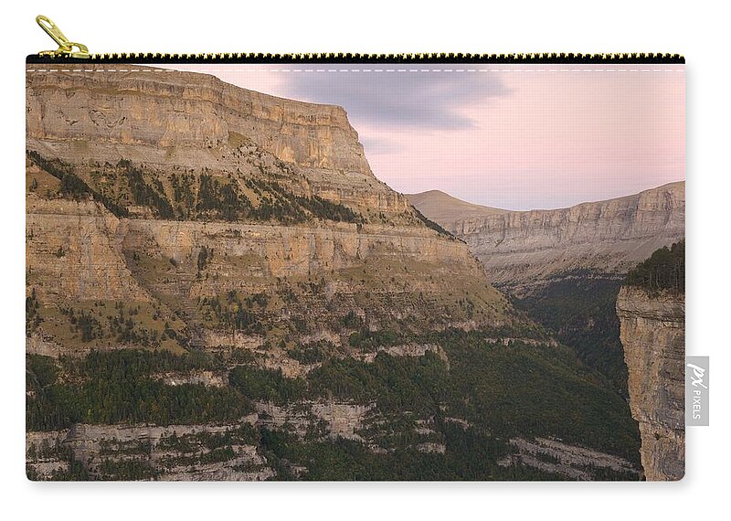 Ordesa Valley Zip Pouch featuring the photograph Pink Skies over the Ordesa Valley by Stephen Taylor