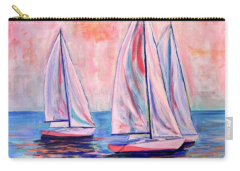 Sailing Carry-all Pouch featuring the painting Pink Sky at Night by Kelly Smith