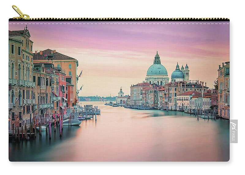 Architecture Zip Pouch featuring the photograph Pink Venice by Manjik Pictures