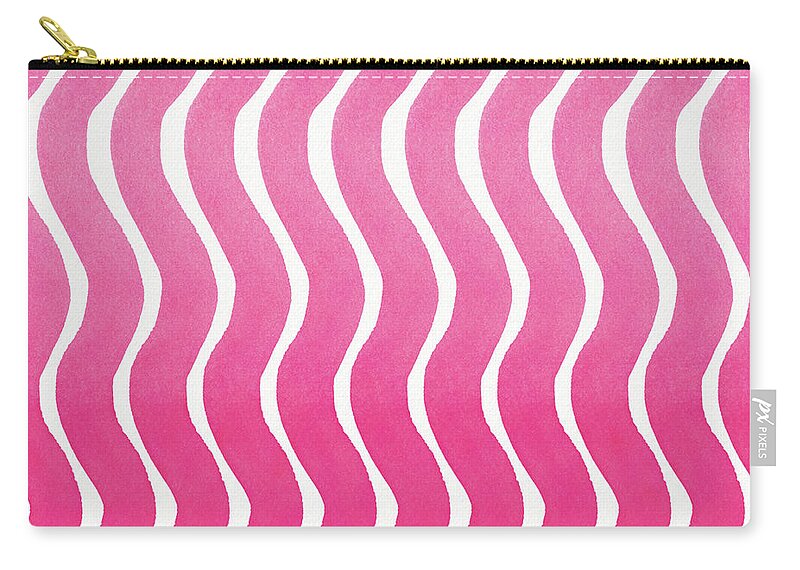 Pink Zip Pouch featuring the painting Pink Waves- Abstract Watercolor Pattern by Linda Woods