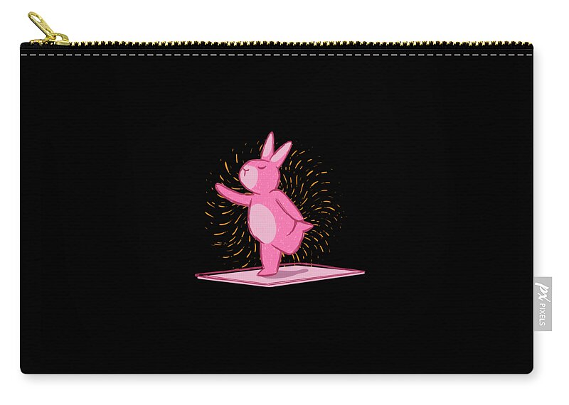 Pink yoga bunny doing yoga posture funny easter Zip Pouch by Norman W -  Pixels
