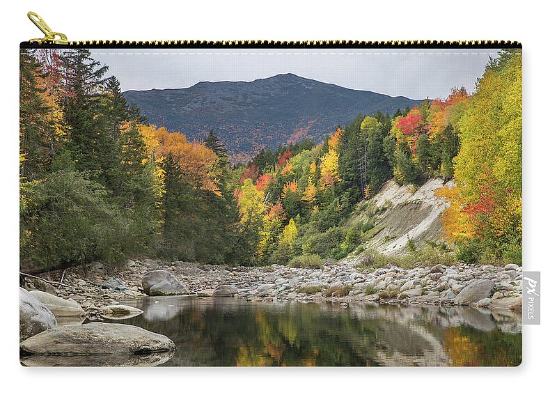 Pinkham Zip Pouch featuring the photograph Pinkham Peabody Autumn Reflections by White Mountain Images