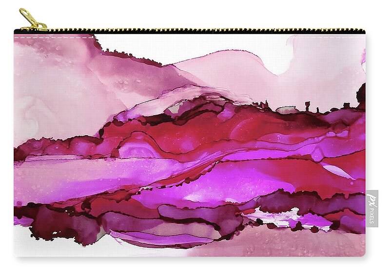 Alcohol Ink Zip Pouch featuring the painting Pinkscape 1 by Chris Paschke