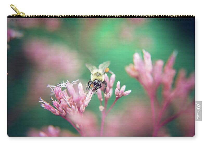 Pink Carry-all Pouch featuring the photograph Pinky and the Bee by Stacy Abbott