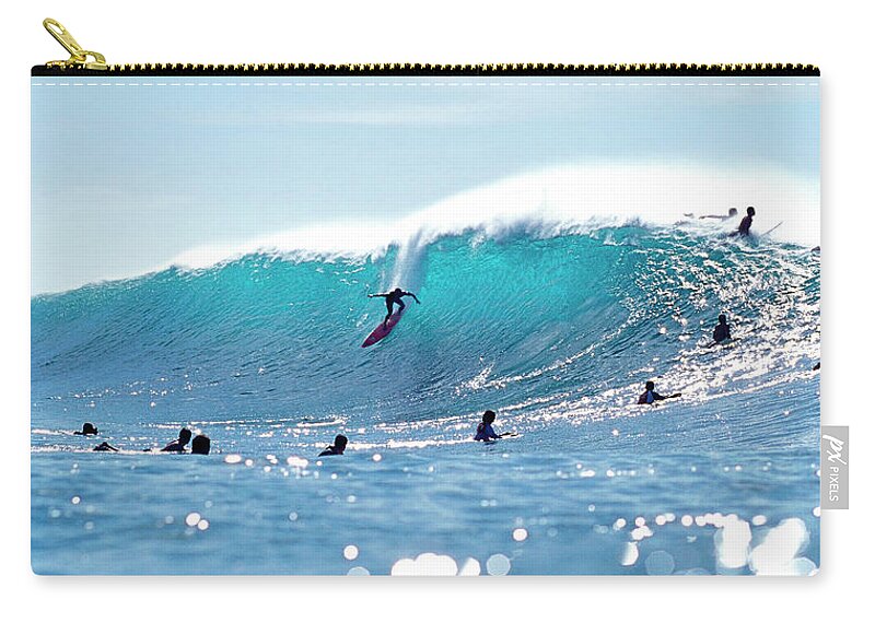 Big Wave Zip Pouch featuring the photograph Pipe Bliss by Sean Davey