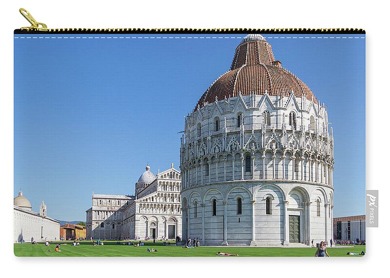 Pisa Zip Pouch featuring the photograph Pisa Baptistery by Andrew Lalchan