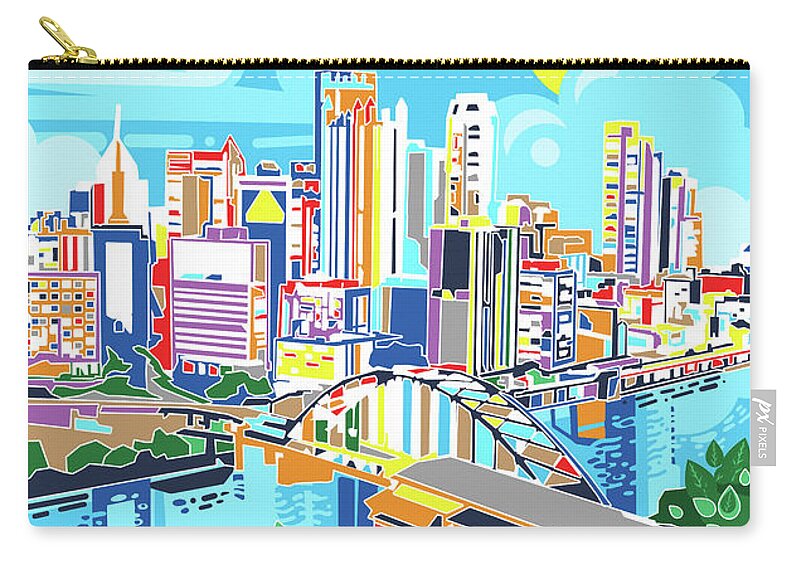Pittsburgh Zip Pouch featuring the digital art Pittsburgh City Modern by Bekim M