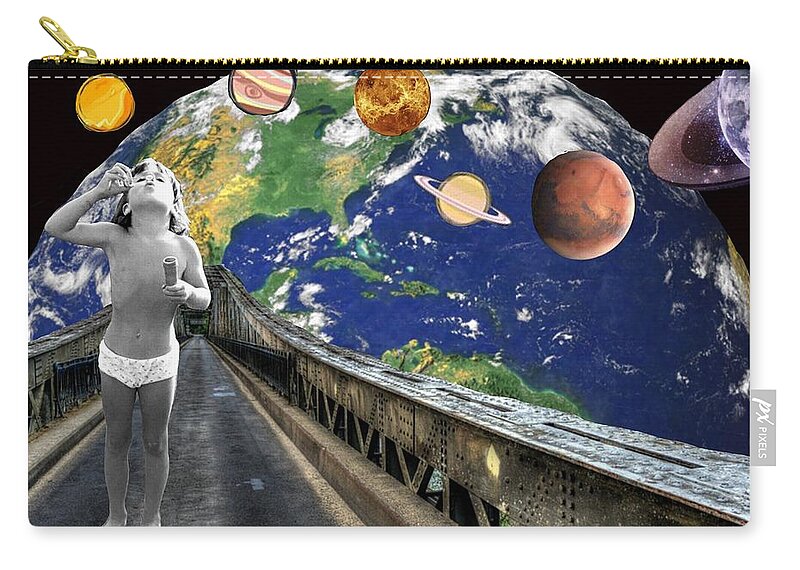 Collage Zip Pouch featuring the digital art Planets by Tanja Leuenberger