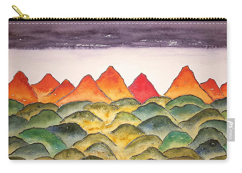 Watercolor Carry-all Pouch featuring the painting Planetscape Gamma by John Klobucher