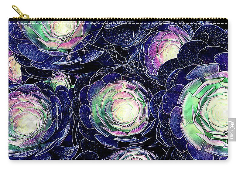 Plants Carry-all Pouch featuring the digital art Plant Life At Night by Phil Perkins