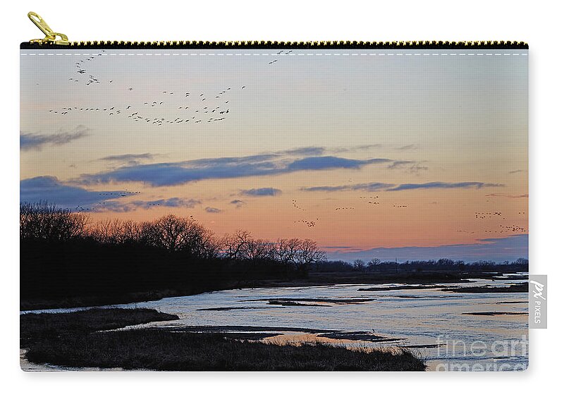 Platte River Zip Pouch featuring the photograph Platte River at Dusk in Spring by Natural Focal Point Photography