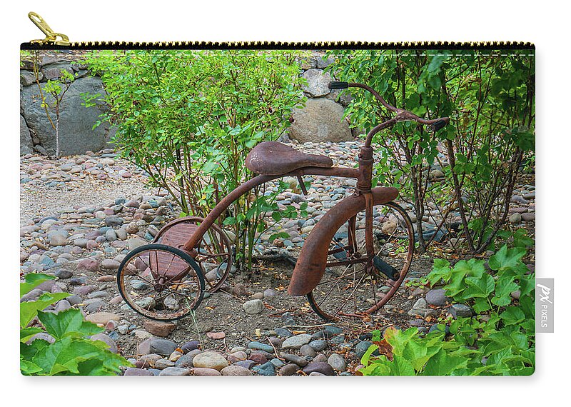 Antique Tricycle Carry-all Pouch featuring the photograph Play Time Gone By by Ron Long Ltd Photography