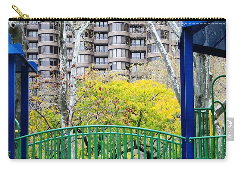 Cityscape Carry-all Pouch featuring the photograph Playground in Autumn - A Murray Hill Impression by Steve Ember