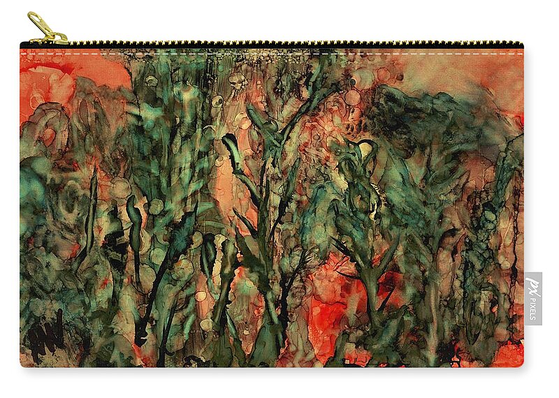Alcohol Ink Carry-all Pouch featuring the painting Playing Hide and Seek in the Rain by Angela Marinari