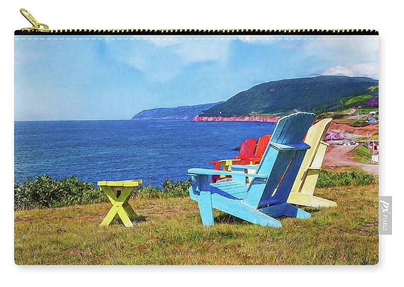 Lounge Chairs Zip Pouch featuring the digital art Pleasant Bay by Tatiana Travelways