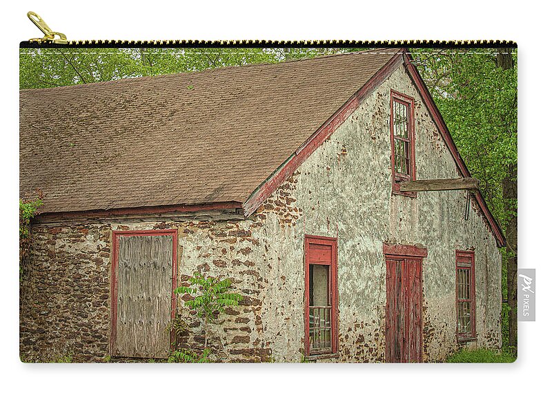 Pleasant Mills Zip Pouch featuring the photograph Pleasant Mills Paper Mill in Spring by Kristia Adams