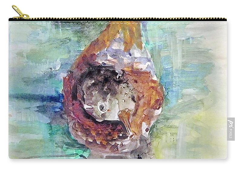 Bird Zip Pouch featuring the painting Please Feed Me, I'm hungry by Lisa Kaiser