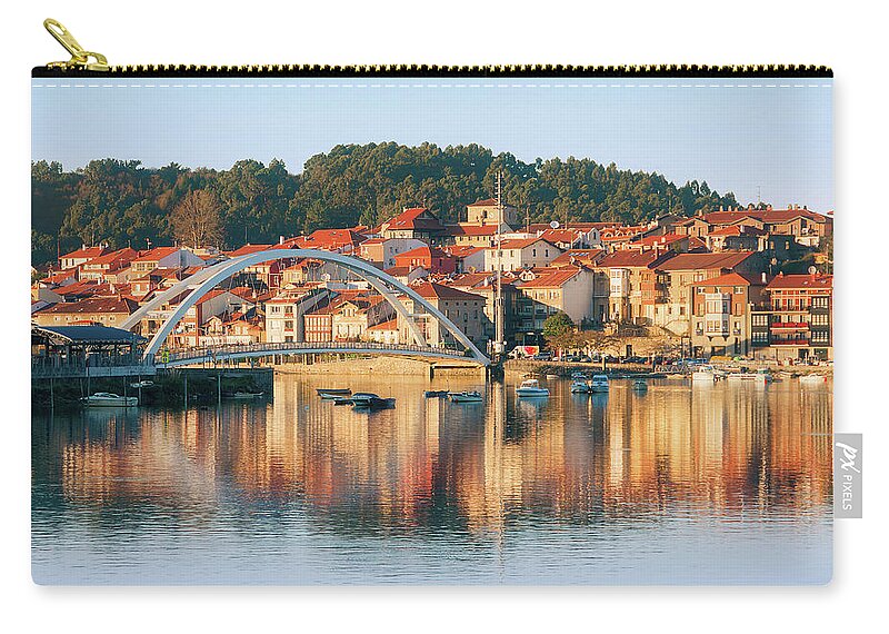 Plentzia Zip Pouch featuring the photograph Plentzia River With Boats And Houses by Mikel Martinez de Osaba