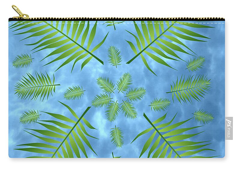 Palm Zip Pouch featuring the digital art Plethora of Palm Leaves 4 on a Body of Water by Ali Baucom