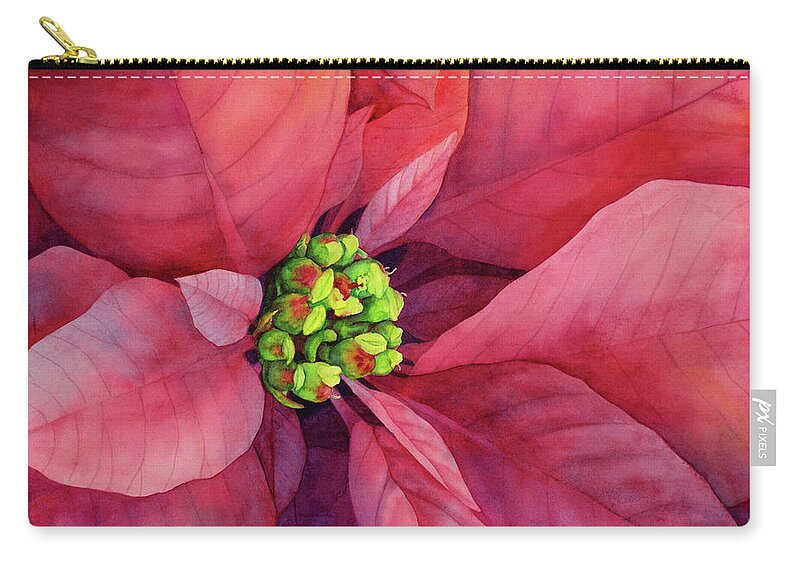 Poinsettia Zip Pouch featuring the painting Plum Poinsettia by Hailey E Herrera