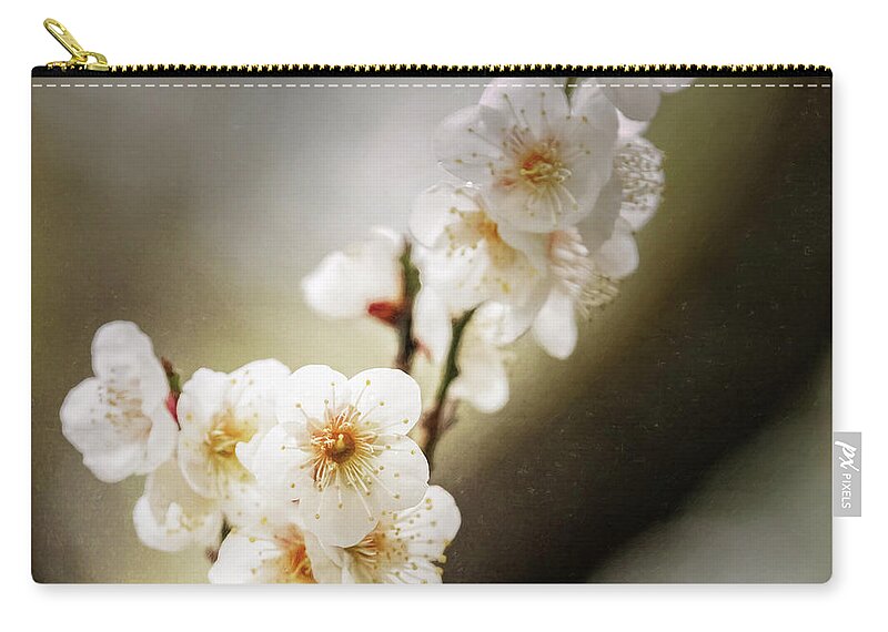 Japan Zip Pouch featuring the photograph Plum Tree Blossoms Kyoto Japan Painterly by Joan Carroll