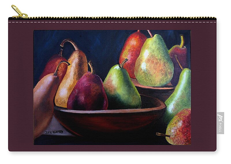 Pears Zip Pouch featuring the painting Plump Pears by Julie Brugh Riffey