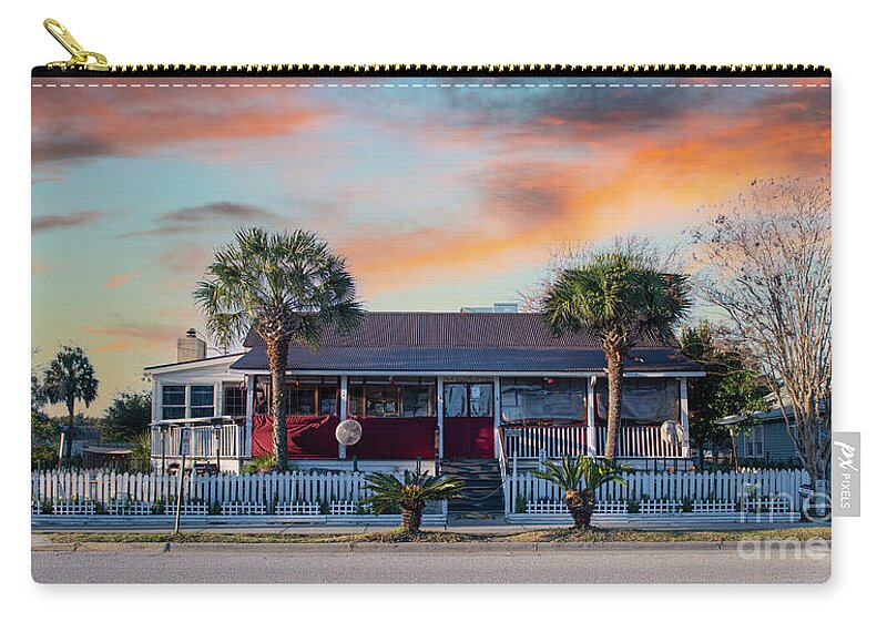 Poe's Tavern Zip Pouch featuring the photograph Poe's Tavern - Middle Street - Sullivan's Island South Carolina by Dale Powell