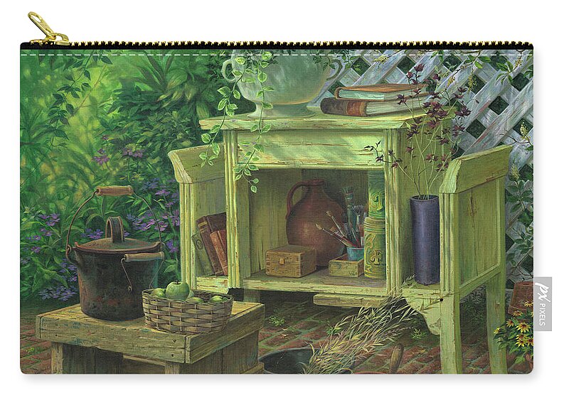 Michael Humphries Zip Pouch featuring the painting Poetic Gardens by Michael Humphries