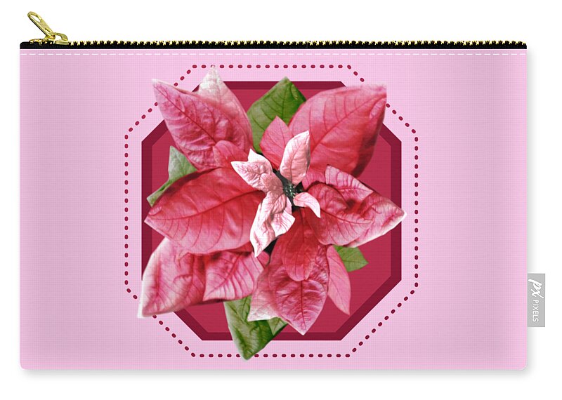 Poinsettes Zip Pouch featuring the digital art Poinsettes Trending Viva Magenta pad Color of the Year 2023 by Delynn Addams