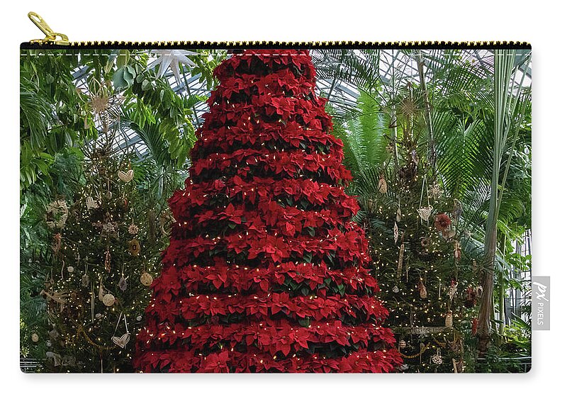 Poinsettia Tree Zip Pouch featuring the photograph Poinsettia Tree by Cathy Donohoue