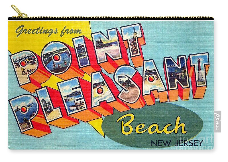 Point Zip Pouch featuring the photograph Point Pleasant Beach Greetings version 2 by Mark Miller