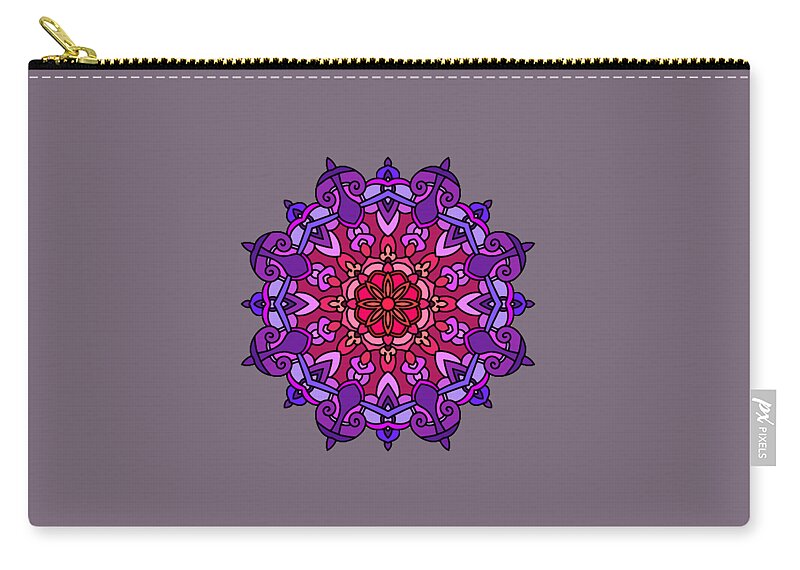 Red Zip Pouch featuring the digital art Pointed Mandala by G Lamar Yancy