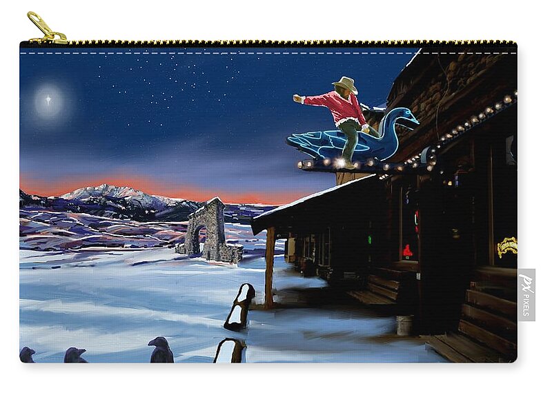Point Carry-all Pouch featuring the digital art Point's Goose Ride by Les Herman
