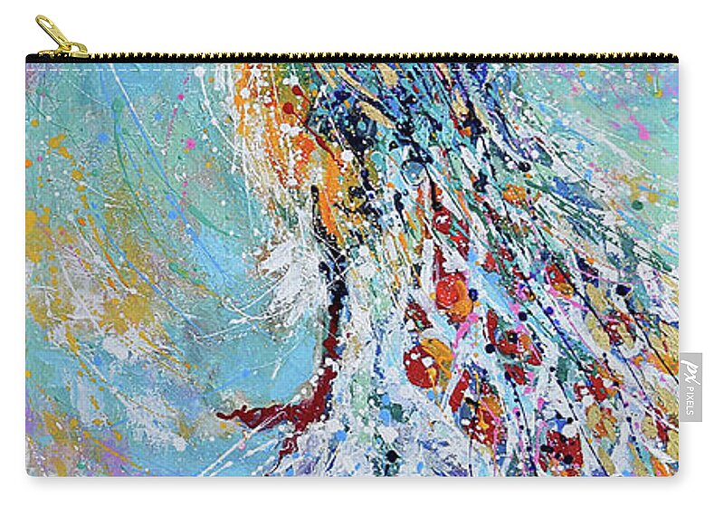 Peacock Carry-all Pouch featuring the painting Poised Glory by Jyotika Shroff