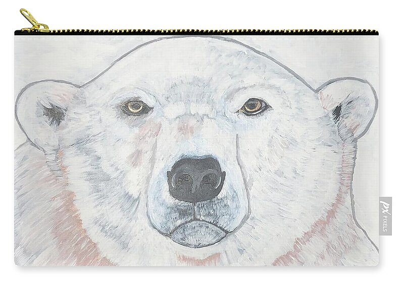  Zip Pouch featuring the painting Polar Bear by Jam Art