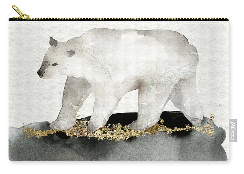 Polar Bear Carry-all Pouch featuring the painting Polar Bear Watercolor Animal Painting by Garden Of Delights