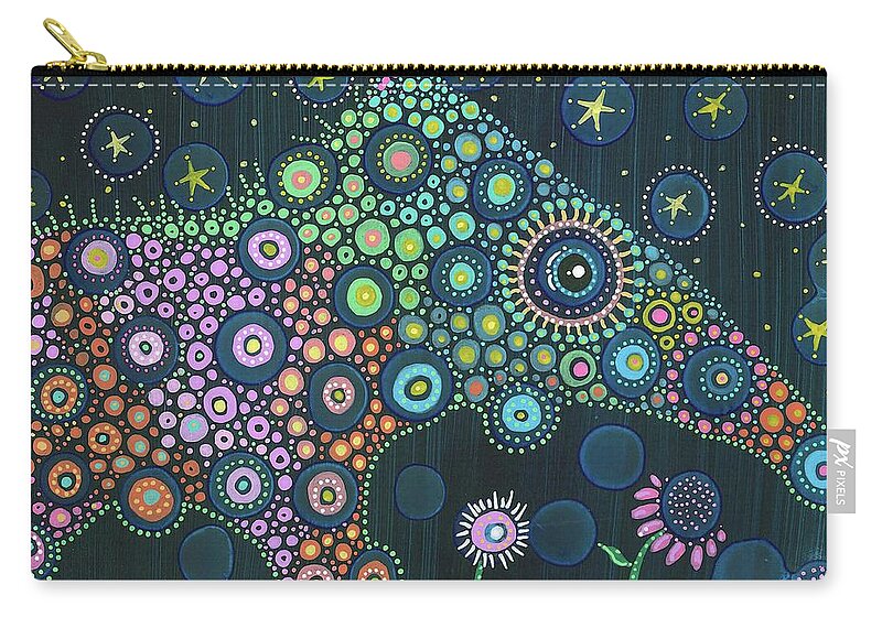 Peccary Painting Carry-all Pouch featuring the painting Polka Dot Peccary-Anteater-ish by Tanielle Childers