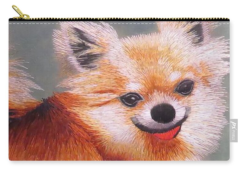 Pomeranian Carry-all Pouch featuring the photograph Pom Portrait by Kerry Obrist