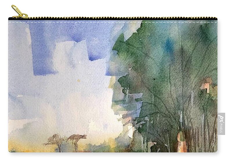 Hilton Head Zip Pouch featuring the painting Pond at Lawton Stables by Robert Yonke