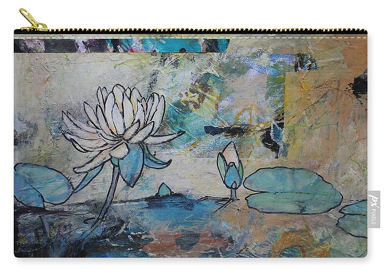  Zip Pouch featuring the painting Pond Life by Ruth Kamenev