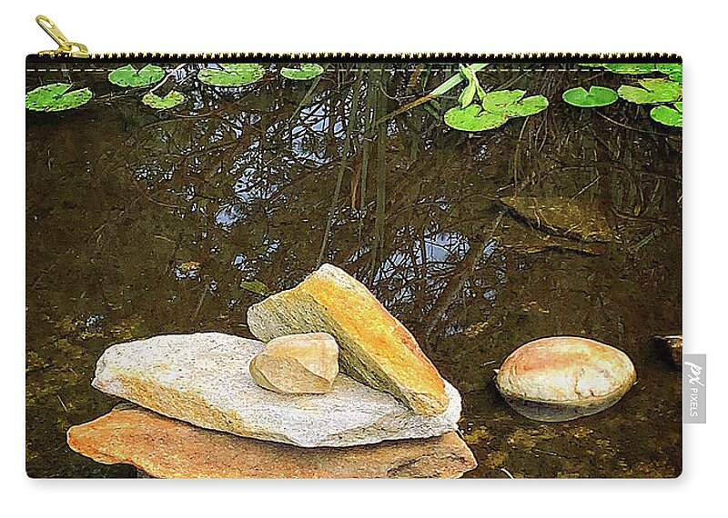 Peace Zip Pouch featuring the digital art Pond Stones by Dee Flouton