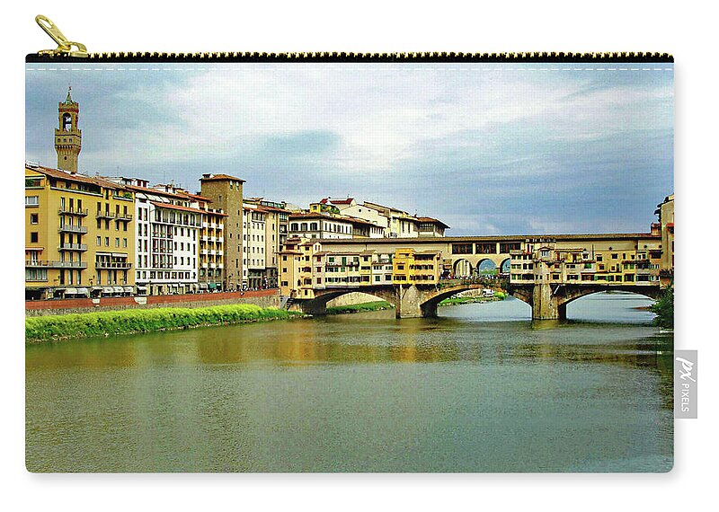 Ponte Vecchio Zip Pouch featuring the photograph Ponte Vecchio 1 by Ellen Henneke