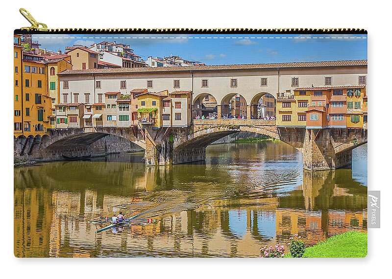 Arno Zip Pouch featuring the photograph Ponte Vecchio and Kayakers by Darryl Brooks