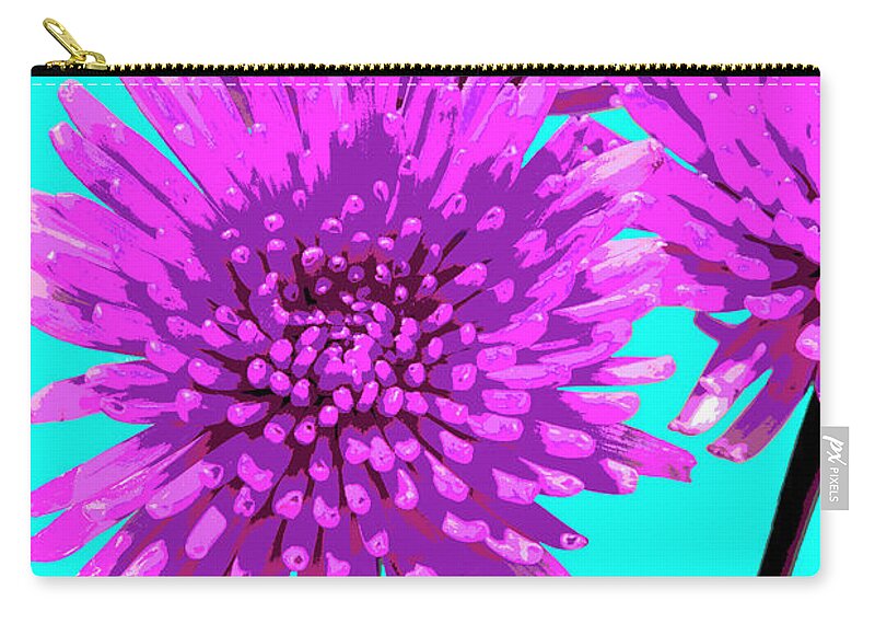 Popart Zip Pouch featuring the photograph PopART Anastacia Chrysanthemum-Magenta-Turquoise by Renee Spade Photography