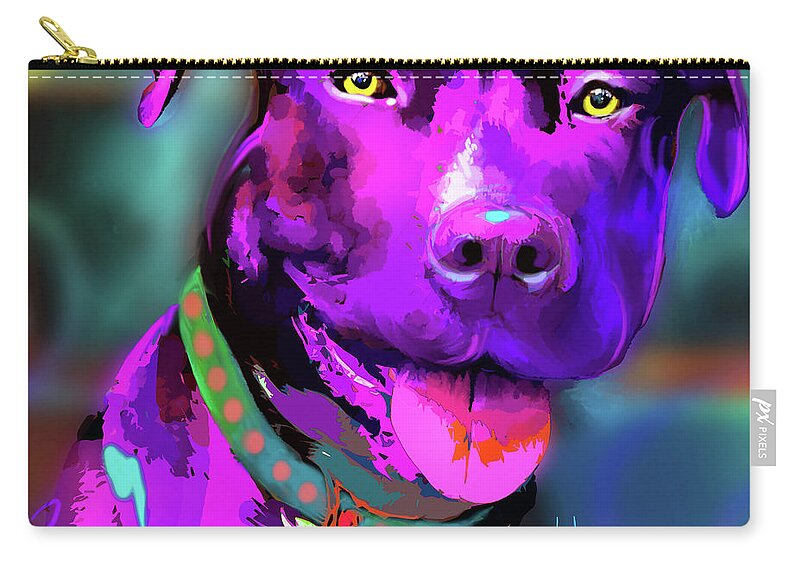 Popdog Zip Pouch featuring the painting pOpDog Rosie by DC Langer