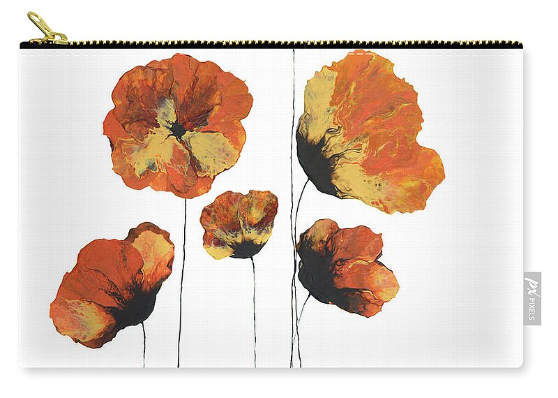 Flower Art Zip Pouch featuring the painting Poppies Aflame by Catherine Jeltes