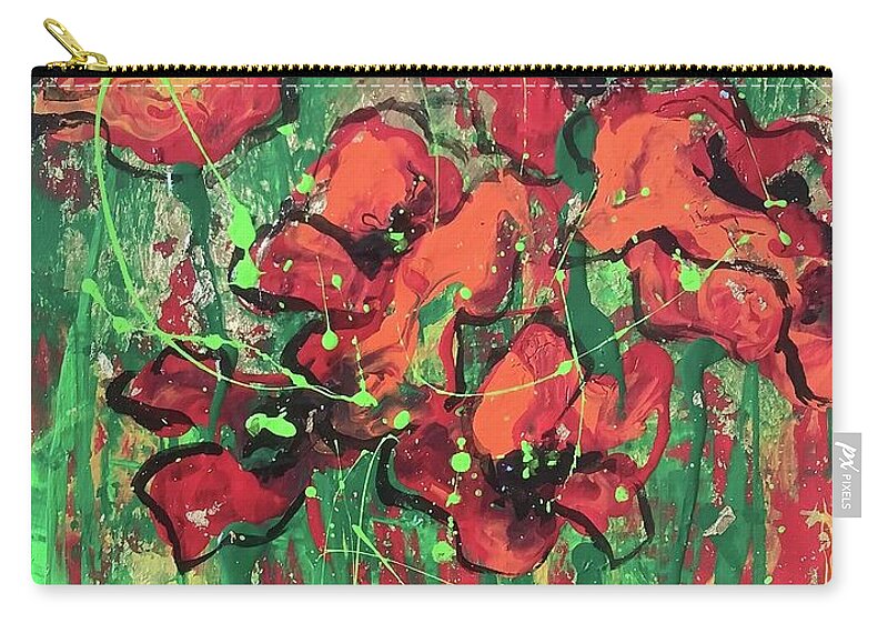 Poppies Zip Pouch featuring the painting Poppies in the Sun by Elaine Elliott